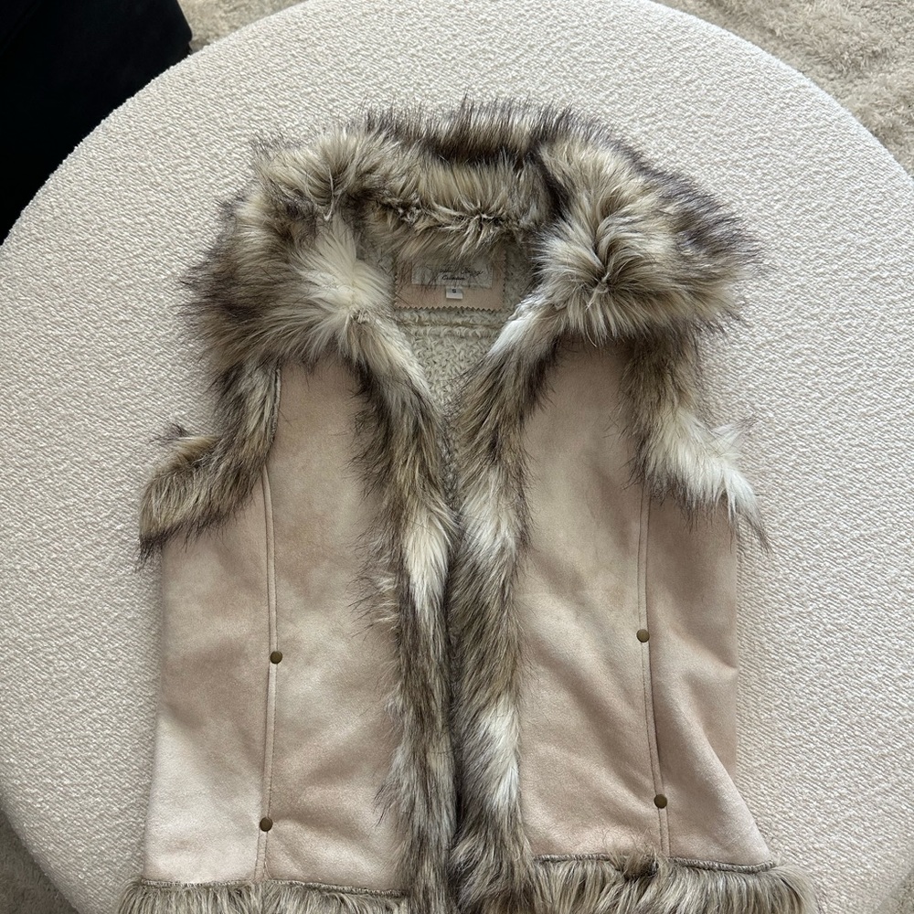 Vintage Faux Fur Trimmed Vest